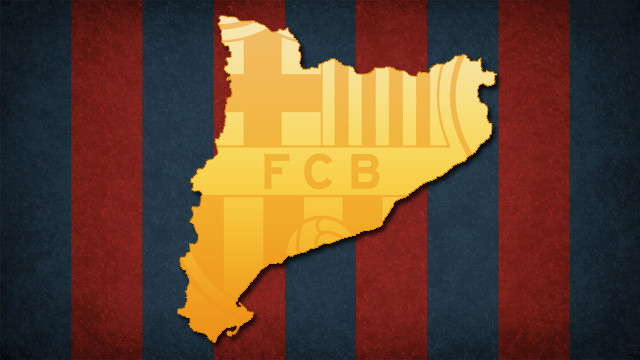 Map of Catalonia with the Barça badge superimposed