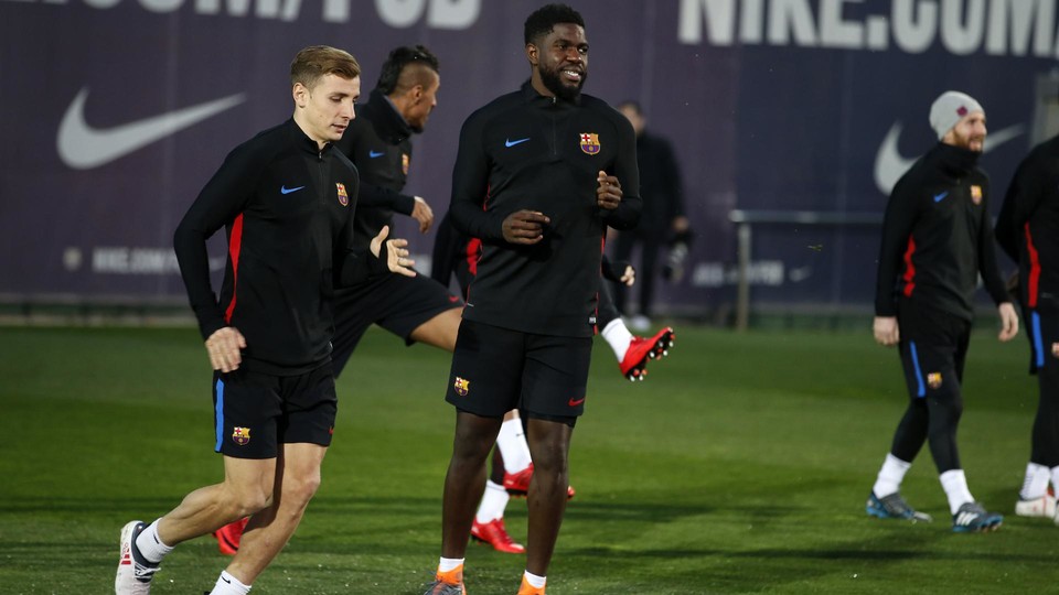Umtiti and Digne in training this Wednesday