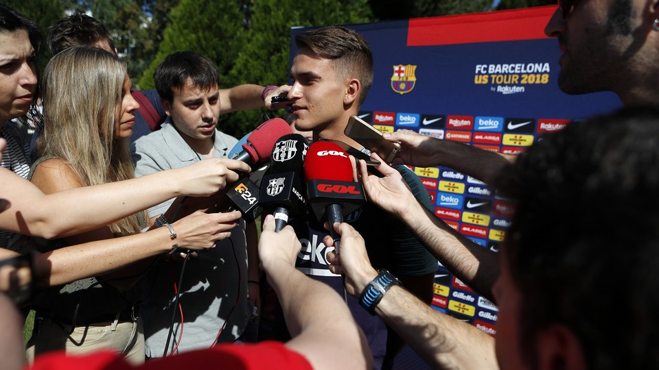 Denis SuÃ¡rez in training at the Ciutat Esportiva before leaving for the US