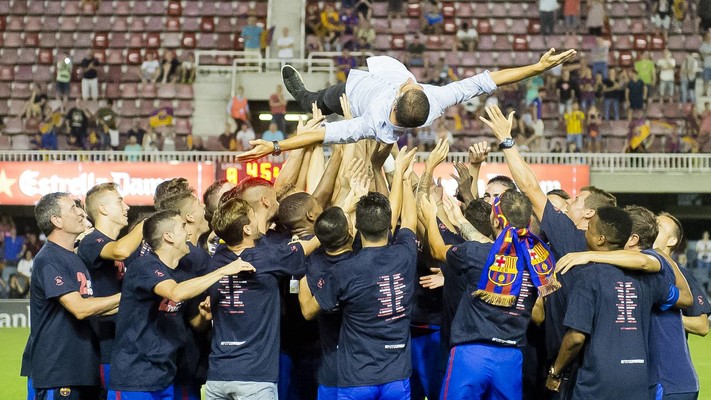 The celebrations of Barça B's promotion to Division 2A