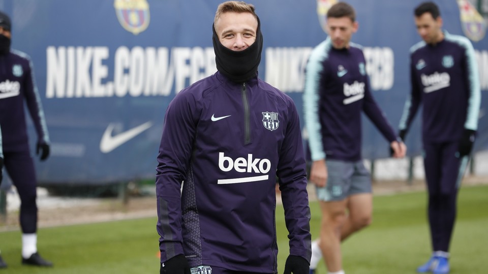 Arthur, en la sesión de este lunes (Foto: FCB).